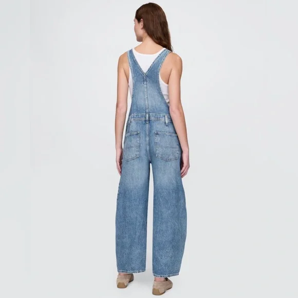 Gap UltraSoft Denim Horseshoe Overalls, Size XL - Picture 2 of 7